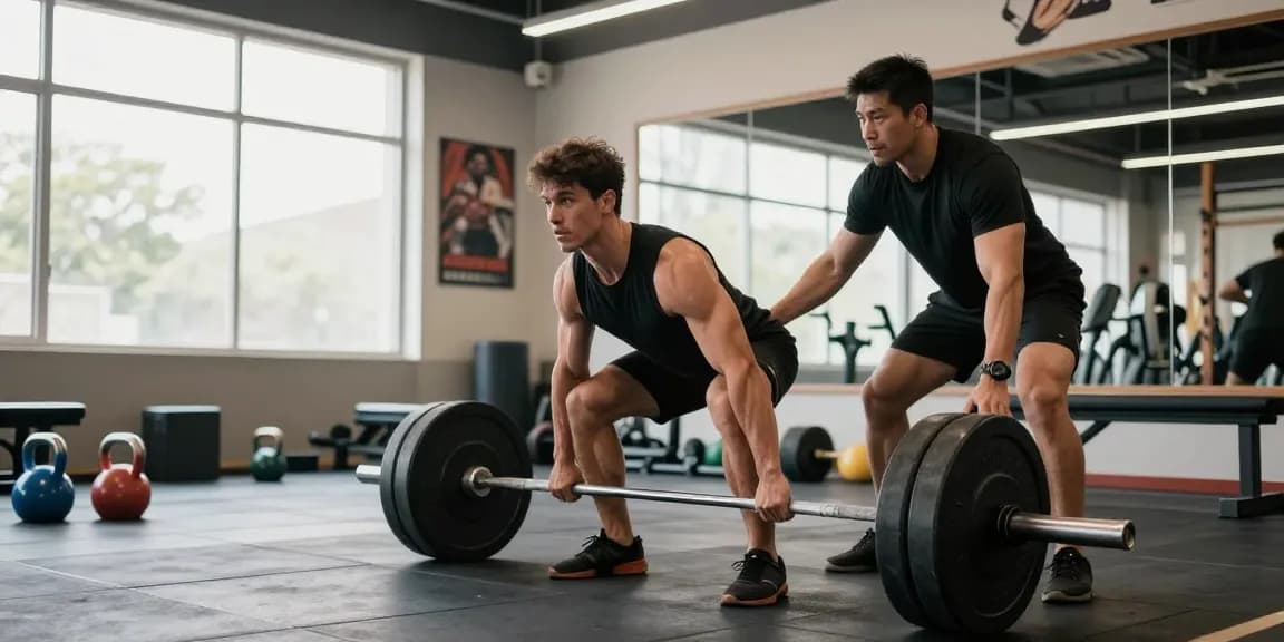 Bodybuilder beim Training im Anabolikashop mit Hanteln, motivierende Umgebung.