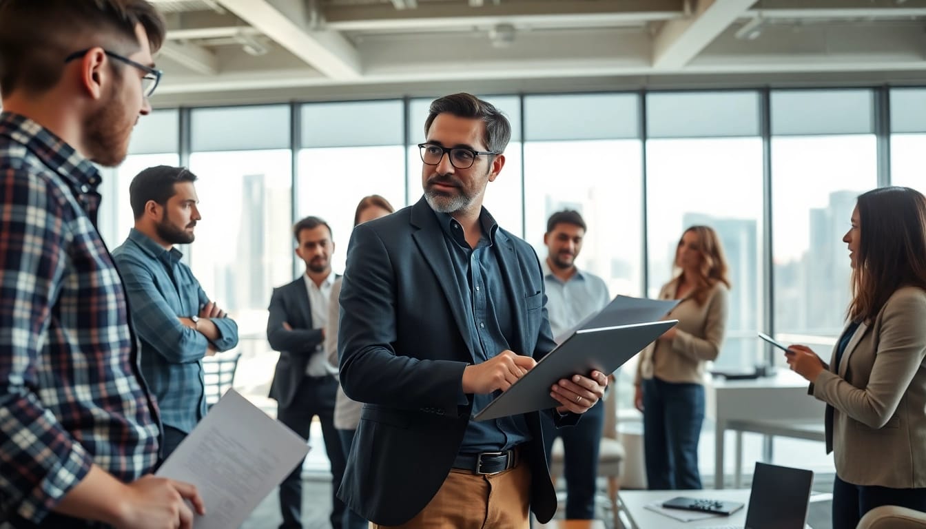 Headhunter Ingenieure berät Ingenieure in modernem Büro für professionelle Zusammenarbeit.