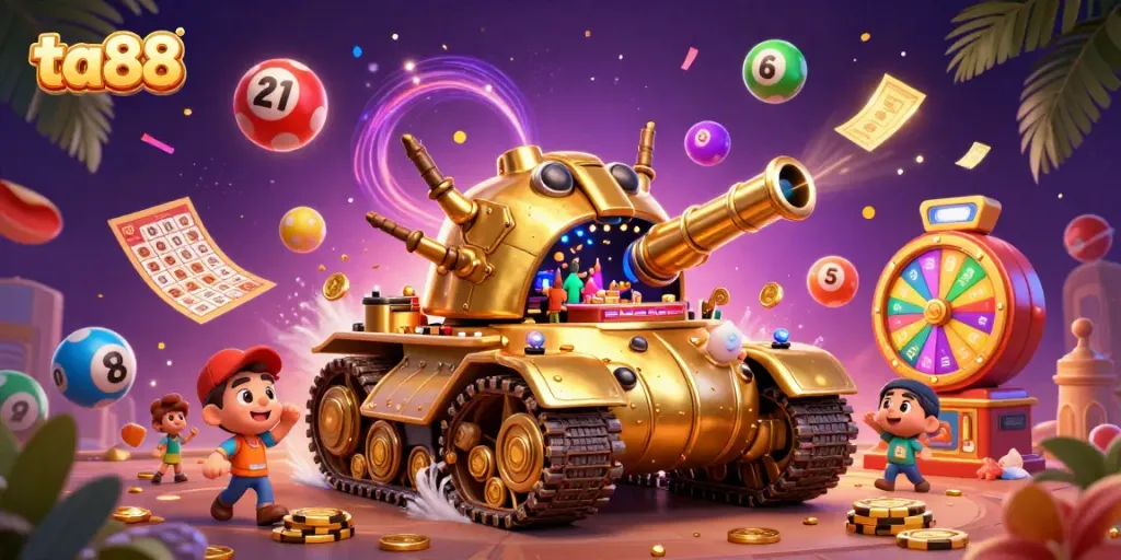 Experience the excitement of ta88 with dynamic lottery balls, casino elements, and engaging visuals.