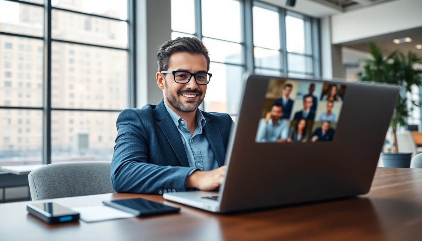 Headhunter Ingenieure im modernen Büro, engagiert in einem Videoanruf mit Kandidaten.
