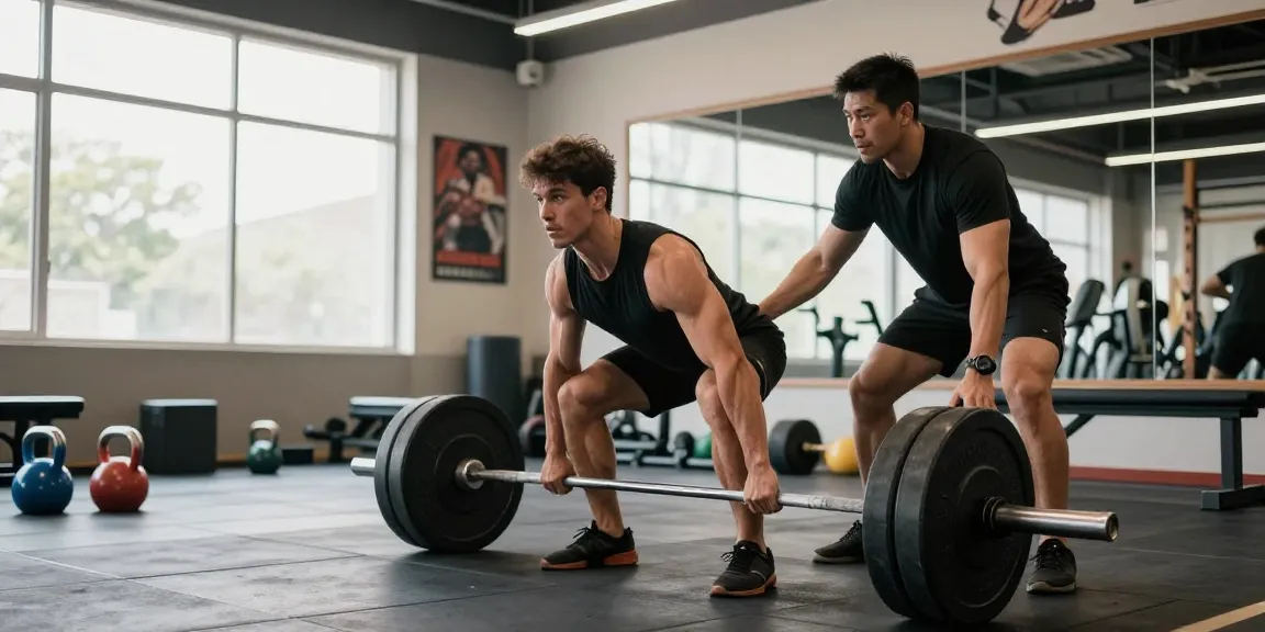 Bodybuilder beim Training im Anabolikashop mit Hanteln, motivierende Umgebung.