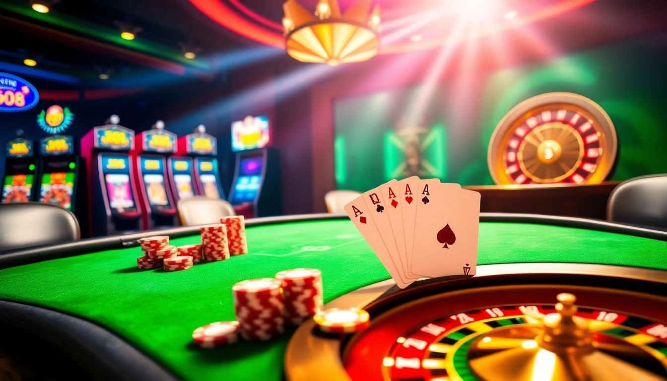 Experience the thrill of gaming at Trang chủ U888 with an exciting high-stakes poker scene featuring colorful chips and cards.