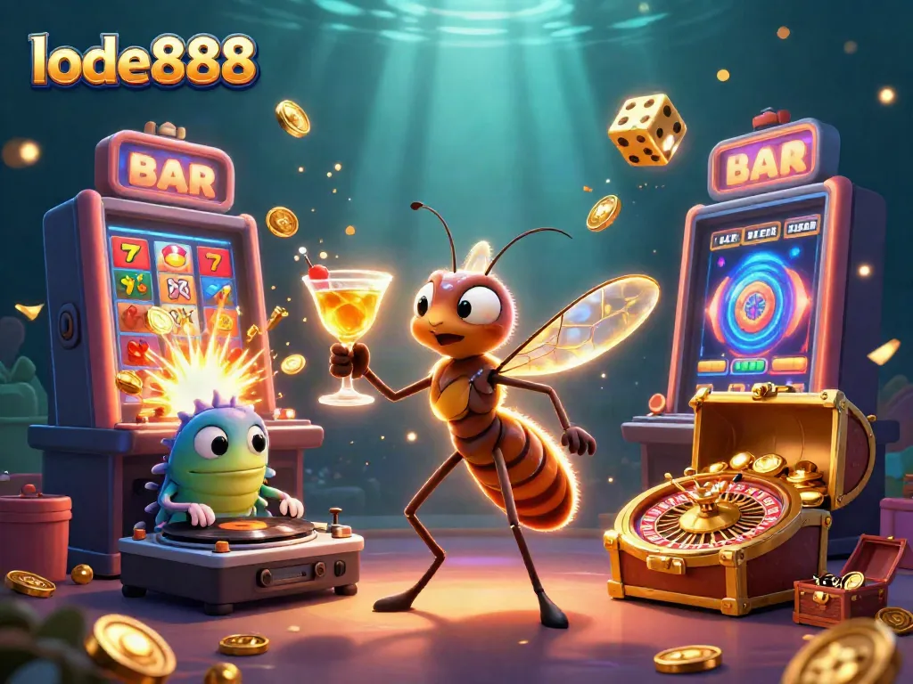 Engage in thrilling lode888 casino action with a vibrant 3D illustration featuring unique characters and dynamic elements.