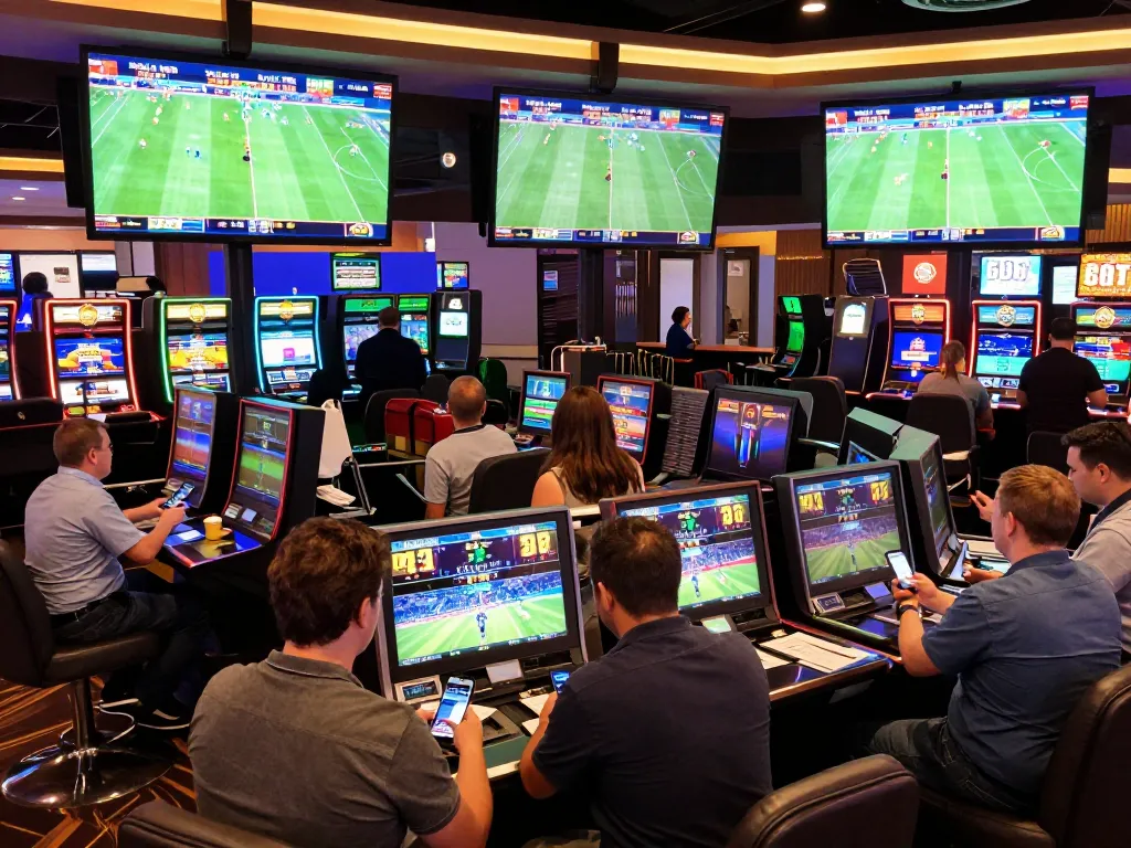 Engaged bettors studying tỷ lệ bóng đá kèo nhà cái during an exciting sports betting event